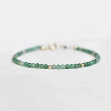 Natural Green Jade Tiny Healing Gemstone Beads Minimalist Stacking Bracelet