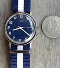 TIMEX  MENS CHROME MECHANICAL  CLASSIC  DIAL 1976 34 MM NEW NATO STRAP NICE