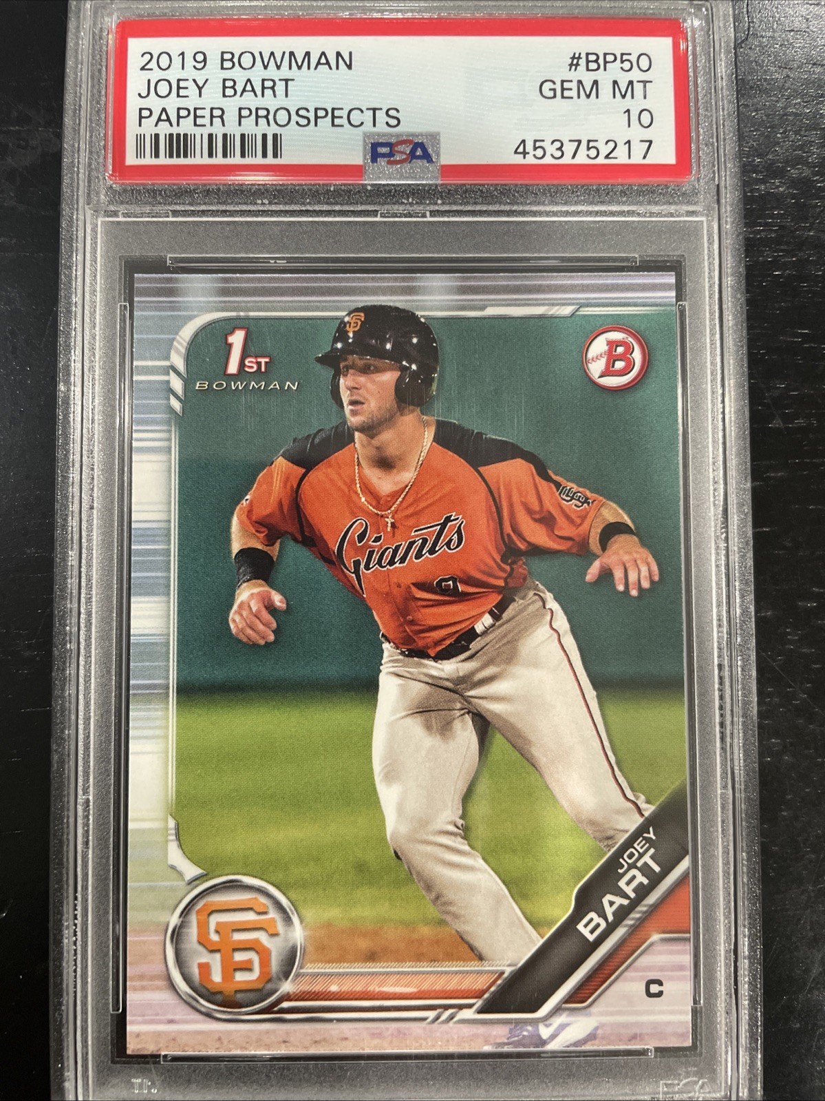 2019 Bowman Paper Prospects #BP50 Joey Bart - PSA 10 GEM MINT