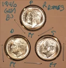 1946 P D S  Roosevelt Dimes GEM BU ALL FULL BANDS LUSTER! 460396