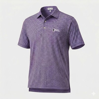 Peter Millar Purple Geometric Pattern Summer Comfort Golf Polo Large Pre-owned