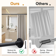 Black Shower Rod 16in-25in,Permanent Screw in Wall Mounted Shower Curtain Rod...