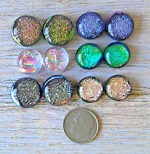 fused dichroic glass cabochon lot of 12 COE 90 hand made free shipping