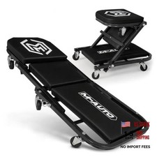Foldable Z Creeper 2-in-1 Rolling Folding Car Creeper Seat 36" Black