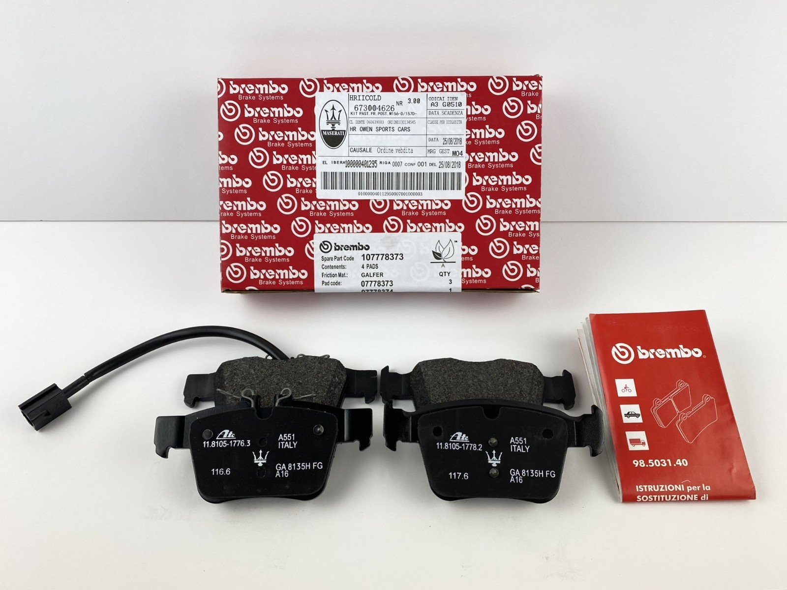 Maserati Ghibli 2017 Rear Brake pads Set