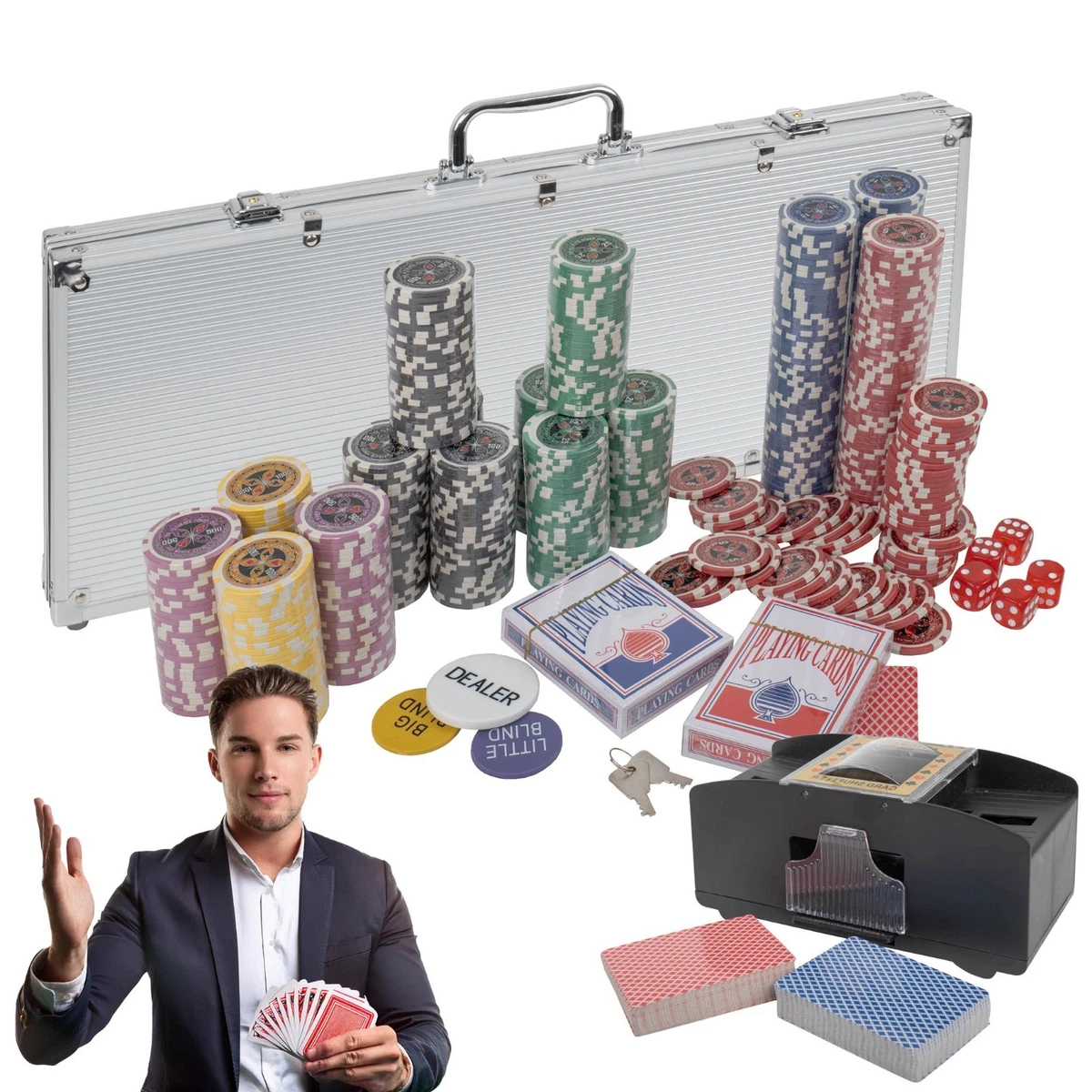 Mallette de Poker en Aluminium - Set Complet 500 Jetons Laser Edition