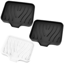 3 Pack Silicone Soap Dish with Drain - Bar Soap Holder for Shower, Bathroom a...