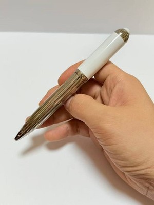 2026 Cartier White Leather Ballpoint Pen Silver Tone Luxury