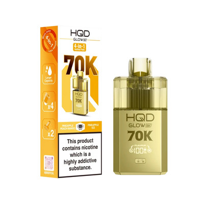 HQD Glow Air 70k 4 in 1 Rechargeable & Prefilled Vape Pod Kit 20mg - Pack  of 5x