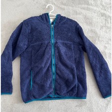 Hanna Andersson Girls Blue Fleece Full Zip Hoodie Jacket Size 150 US 12