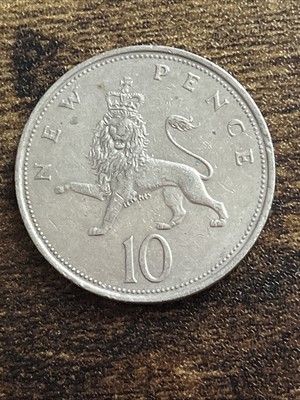 イギリスー旧貨幣￡10 1970 United Kingdom 10 Ten New Pence Queen Elizabeth II Lion