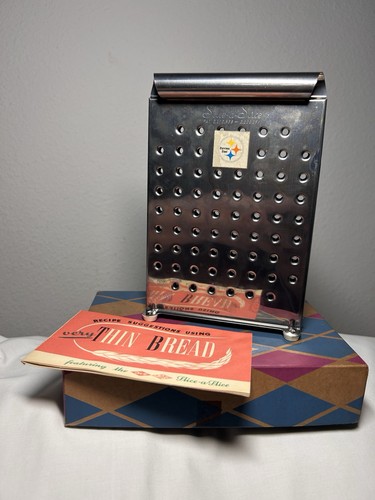 Vintage Slice-a-Slice Ace Mfg Stainless Steel Bread Slicer MCM Gadget ~ Boxed