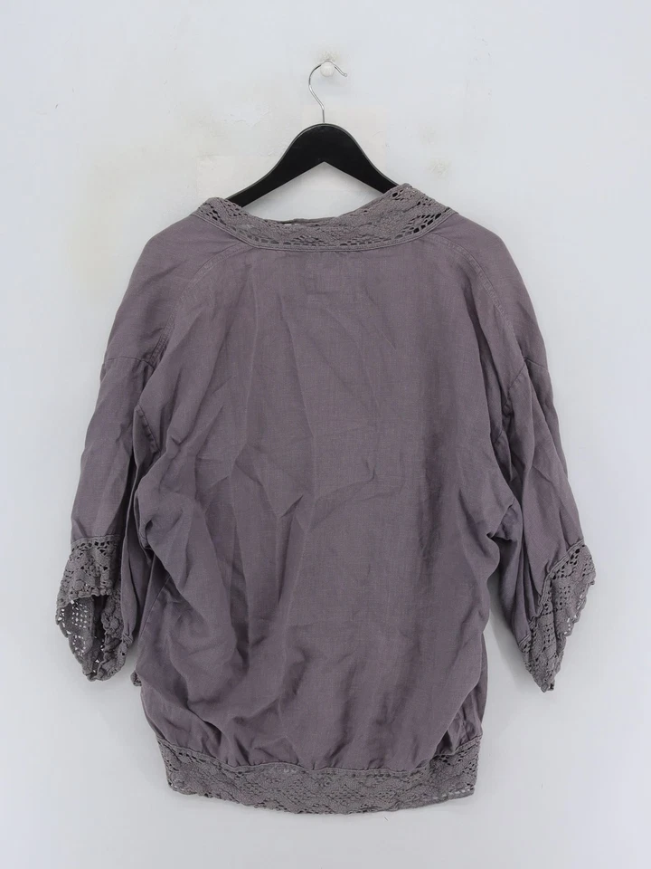 Cárdigan para mujer Poetry UK 10 gris lino con algodón cuello en V Foto 2 de 4