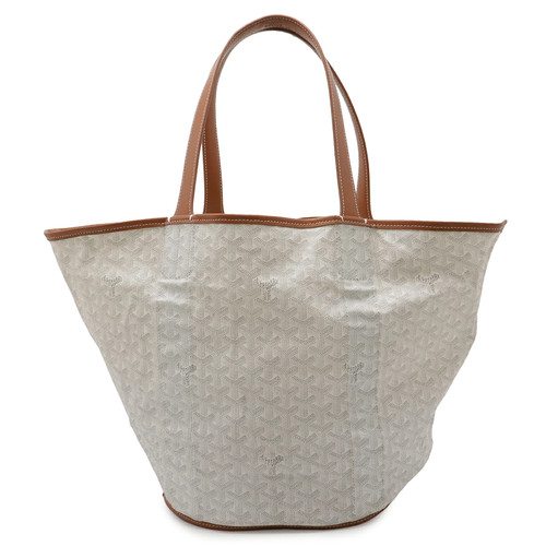 Goyard Belara Bag Tote Coated Canvas / Leather White / Brown Unisex #BLB585
