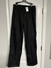 Men Chef Works Elastic Waist 33 Black Uniform Pants Sz M 32 Long Pocket EUC