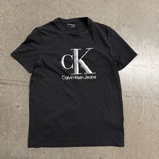 Calvin Klein Jeans Mens Black Monogram Logo Graphic T-Shirt Small CK Logo Tee