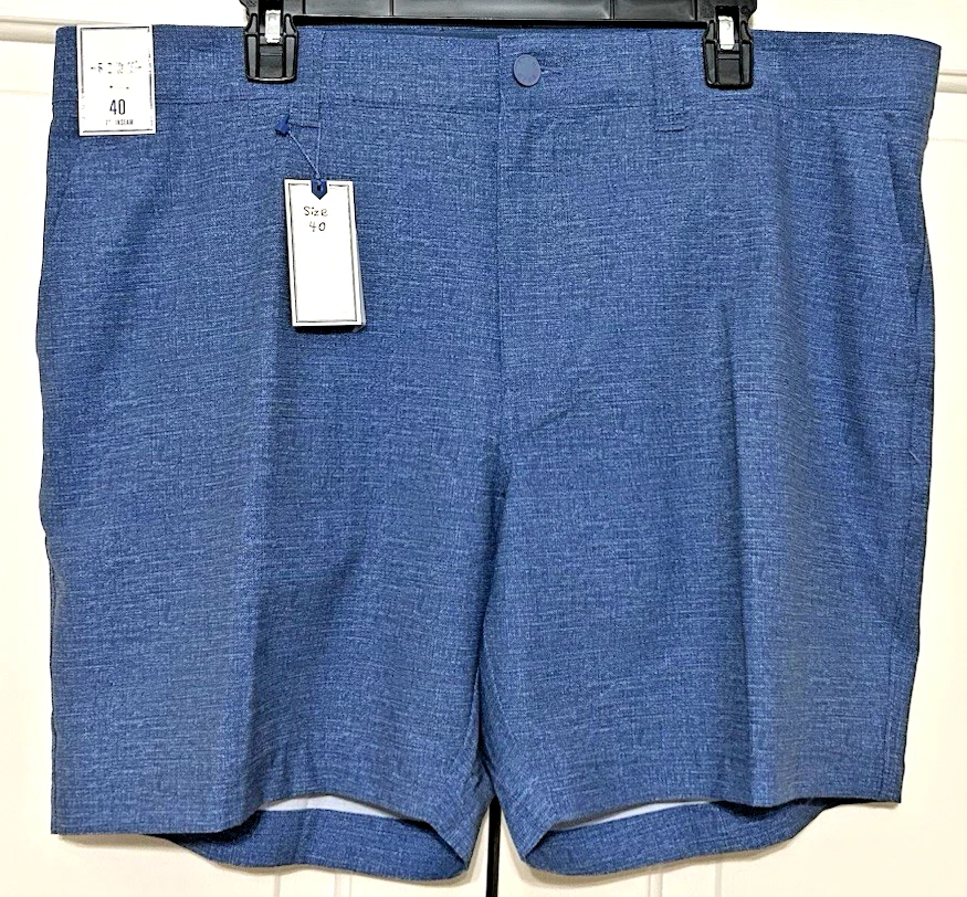 NWT Rowm size 40 blue performance stretch UPF 30+ chino shorts mens