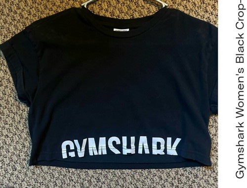 Gymshark Damen Kurzarm Training Crop Top schwarz Größe Large