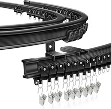 Ceiling Curtain Track, Black Flexible Bendable Curtain Track 12 Ft Curved Curtai