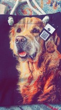 Dog Print Tote Bag with Rope Handles Shoulder Strap Black Multicolor Casual