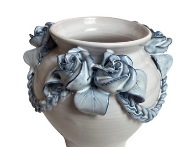 Steingutvase von Varages blaue Rosen