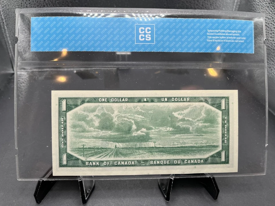 1954 Bank of Canada $1 Modified Bank Note CCCS Graded GEM UNC-66 SN# CF5129653 - Image 4 of 4