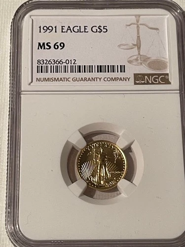 1991 $5  1/10 oz Gold American Eagle NGC MS69 ~ A Beauty