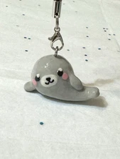 Cute Seal keychain phone strap & charm Handmade Polymer Clay kawaii cute animal