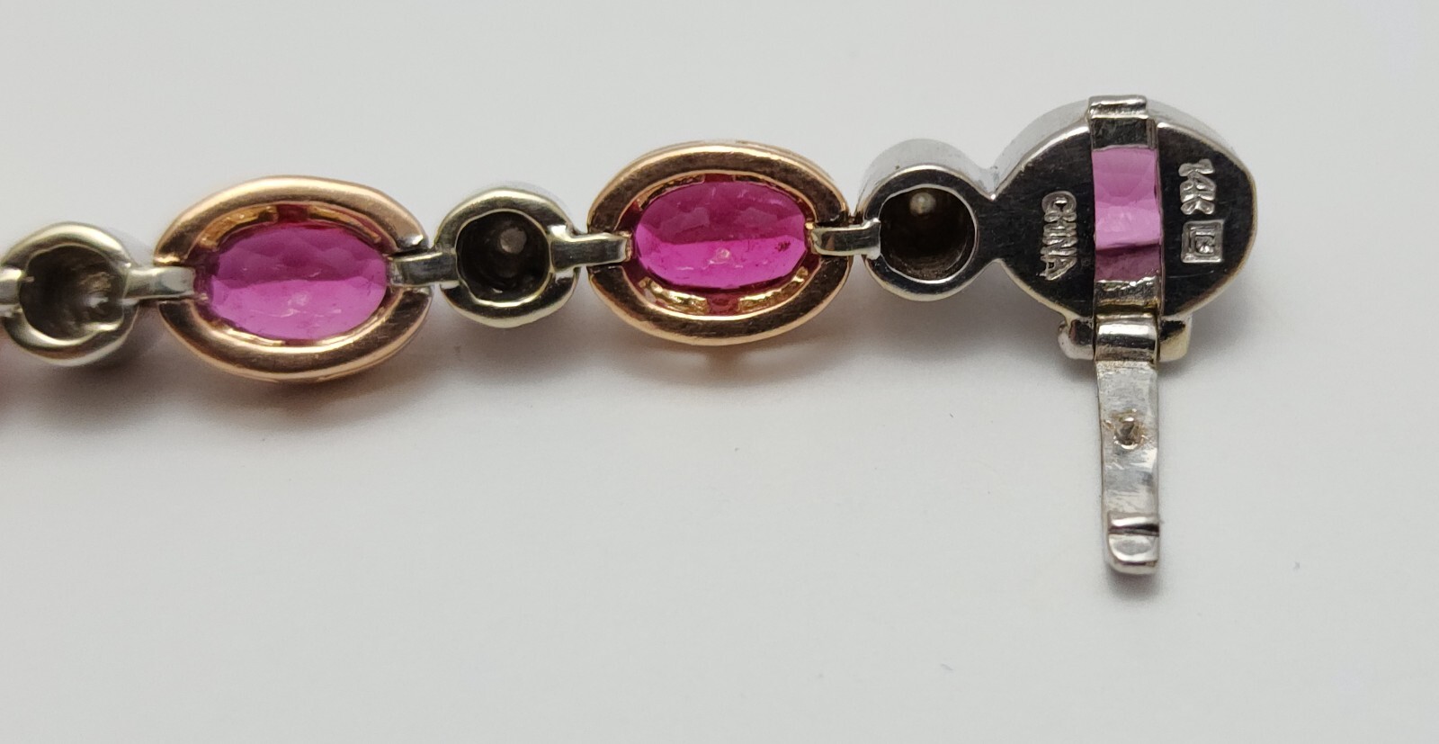 14K Solid Two Tone Multi Color Gold Ruby & Diamon… - image 17