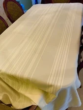 Essential Home Yellow Striped Rectangular Large Polyester Tablecloth 60” x 120”