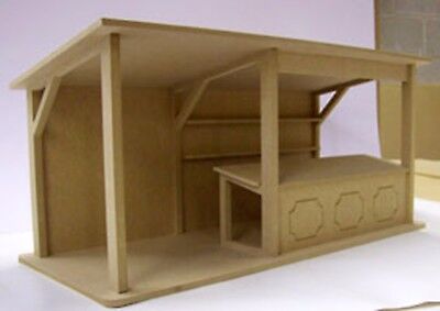 Wide Flat Pack MDF Wooden Market Stall Kit Tumdee 1:12 Scale Dolls House  Shop