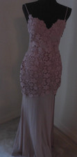 WINDSOR MAUVE FLORAL EMBRODERED LONG DRESS WITH HIGH SLIT SIZE SMALL WITH BUILT