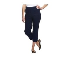 Denim  Co Original Waist Stretch Crop Pants with Side Pockets-Navy-Small-A14925