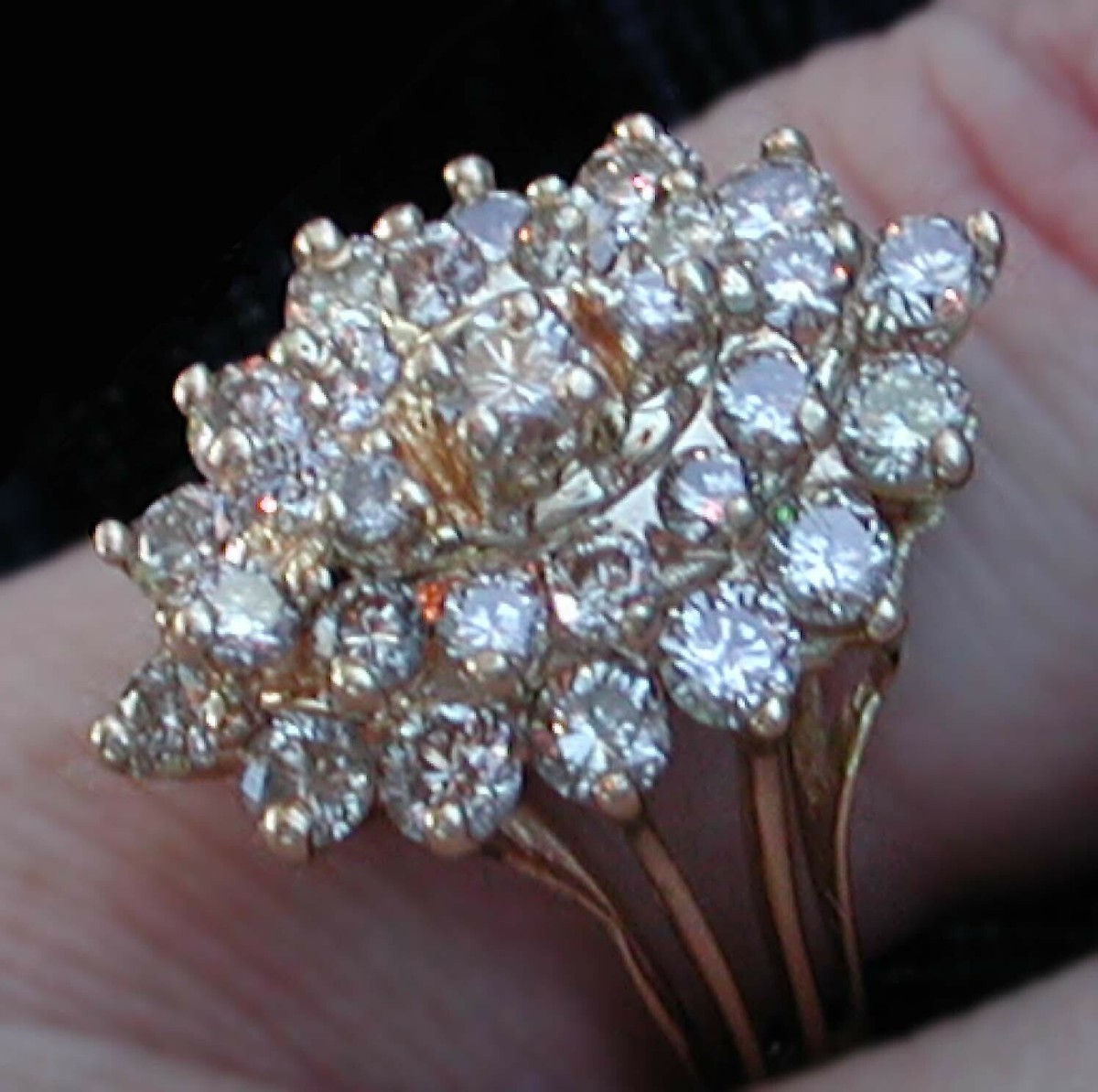 29-Diamond Cluster Ring, carat, in 14k yellow gold