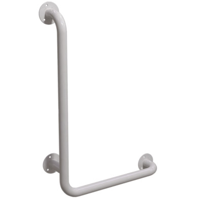 Winkelgriff 80/40 cm für barrierefreies Bad links montierbar weiß DN 32 mm