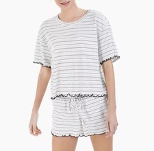 Image of Jenni by Jennifer Moore Womens Lettuce-Edge Pajama Shorts Set Medium
