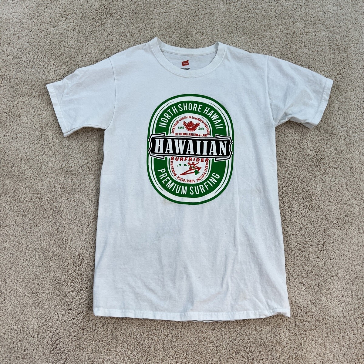 Hanes Hanes M Hawaiian Surfrider グリーンアメカジ 古着 M Hawaiian 