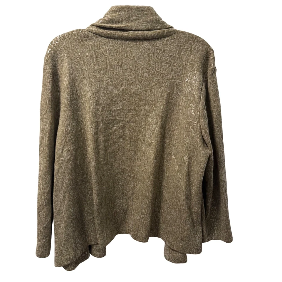 Ruby Rd. Womens Cardigan Sz XL Beige Textured Open-Front Jacket With Sequins - Image 4 of 4