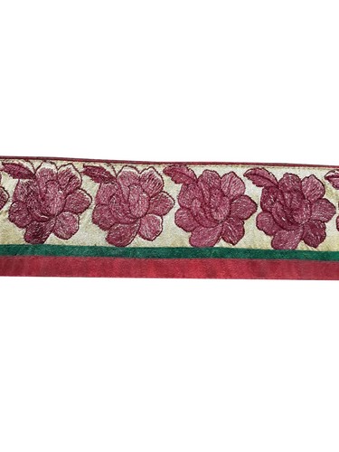 Vintage Saree Border India Decorative Trim Antique Embroidered Ribbon Silk Sari - Picture 2 of 7