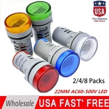 2//4/8* AC60-500V 22MM LED Voltmeter Voltage Meter Indicator Pilot Light New DIY