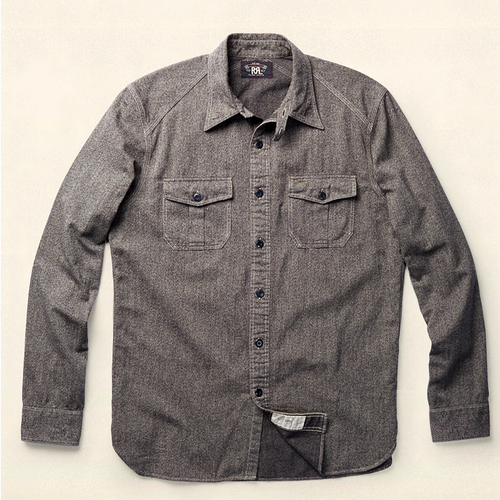 RRL Ralph Lauren 1040s Inspired Japanese Jaspe Cotton Work Shirt- XL-RARE