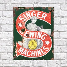 Singer Sewing, Retro tin sign art decor gift home 