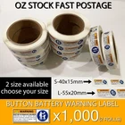 2 Roll of 500 x Button Battery Keep Out Of Reach Sticker Warning Label Mel Stock