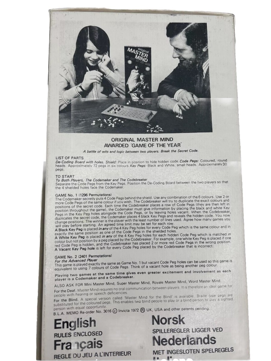 Original Master-Mind Board Game Code Breaking Vintage Original | eBay