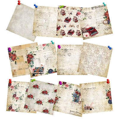 24 Vintage Blumen Papier 6''x6'' Dekor Sammelalbum Karte Handwerk Journal Tagebuch Zum Selbermachen Kunst