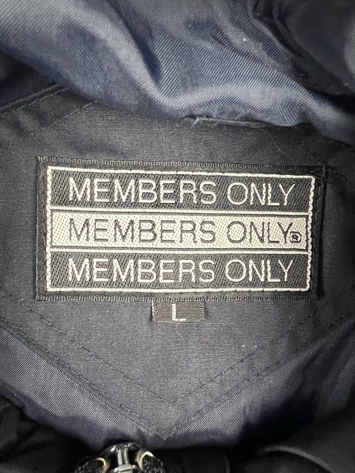 Members Only Bomber Jacket Large Mens Blue Full Zip Long Sleeve Cotton