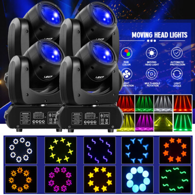 4x 120W GOBO Moving Head Bühnenlicht RGBW Stahl LED Spot DMX DJ Disco Party Show