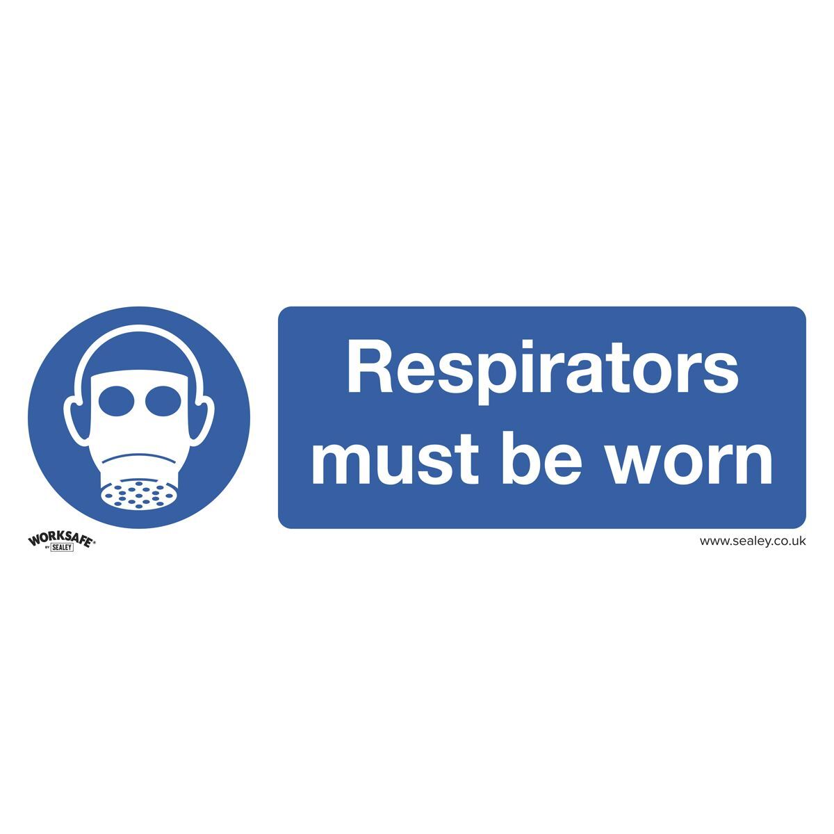 Worksafe Mandatory Safety Sign - Respirators Must Be Worn - Self-Adhesive Vinyl