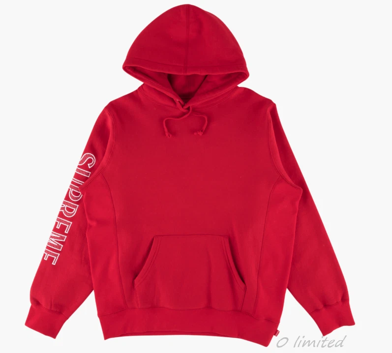 Supreme SS18 Sleeve Embroidery Hooded Sweatshirt Red - Size M - AUTHENTIC