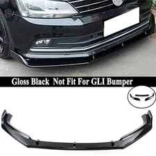Glossy Black Front Bumper Lip Spoiler Splitter Kit For VW Jetta MK6.5 2015-2018